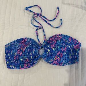 Colorful Smocked Bandeau Bikini Top